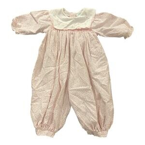 Vintage Alison Scott Frilly Baby Girls Romper 9 Months Floral Cottagecore